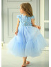 Cap Sleeve Lace Tulle Flower Girl Dress